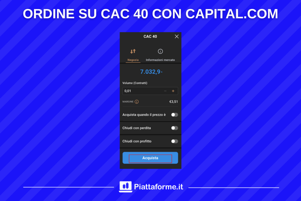 CaC40 ordine con Capital.com
