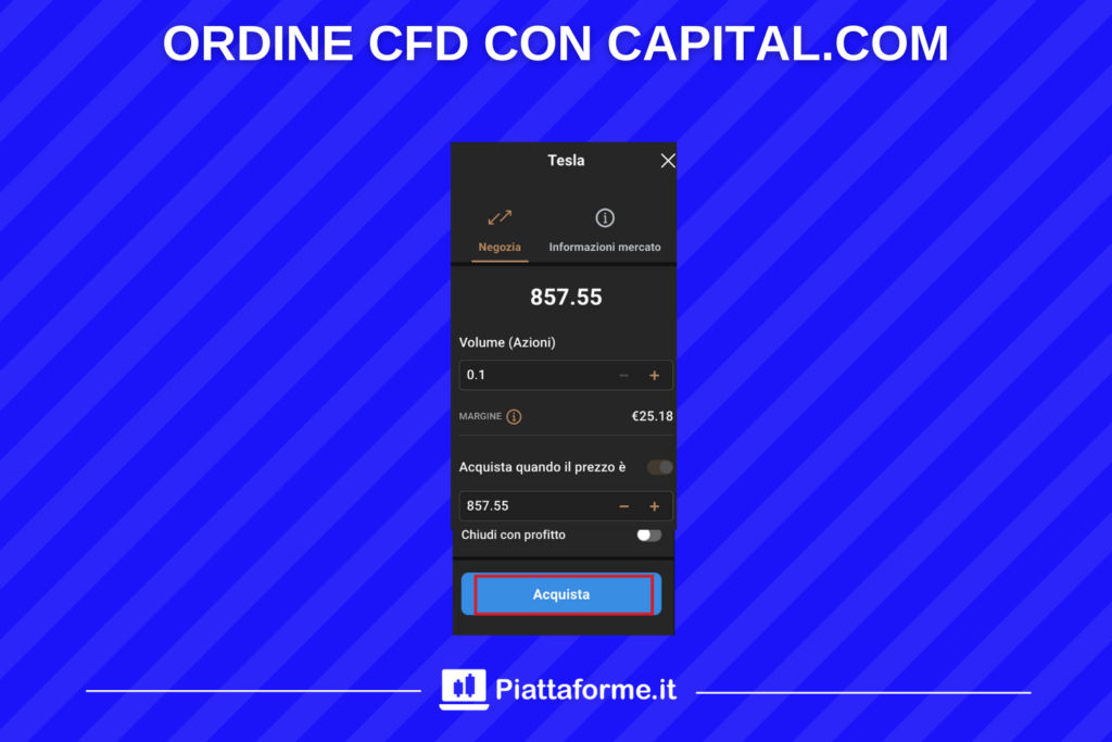 Ordine CFD con Capital.com