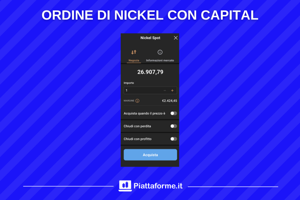 Nickel - ordine con Capital.com